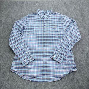 Ralph Lauren Shirt Mens XXL Slim Fit Stretch Oxford Plaid Button Down Flesh Pony